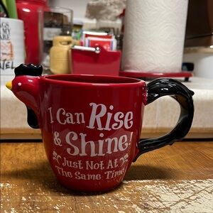 Red Rooster Mug with Fun Quote